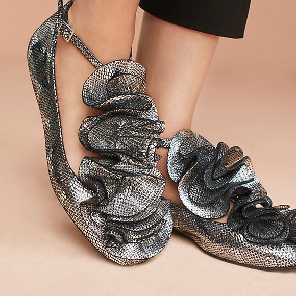 Cecilia New York Shoes - 🔥CECELIA NEW YORK JENNY RUFFLE FLAT METALLIC- NIB